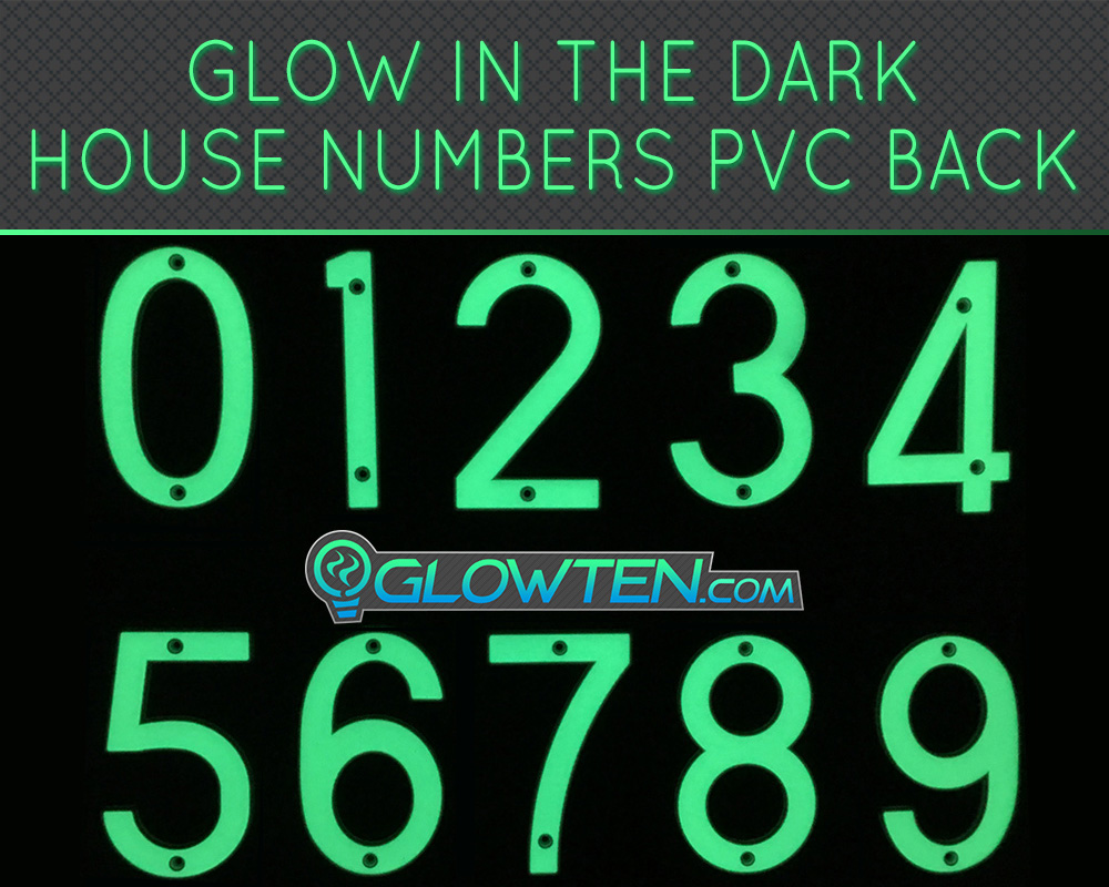 GLOWTEN.com - GLOW IN DARK HOUSE ADDRESS NUMBER DECOR ECO FRIENDLY PHOTOLUMINESCENT SIGN ABS MATERIAL PRICE FOR EACH SINGLE