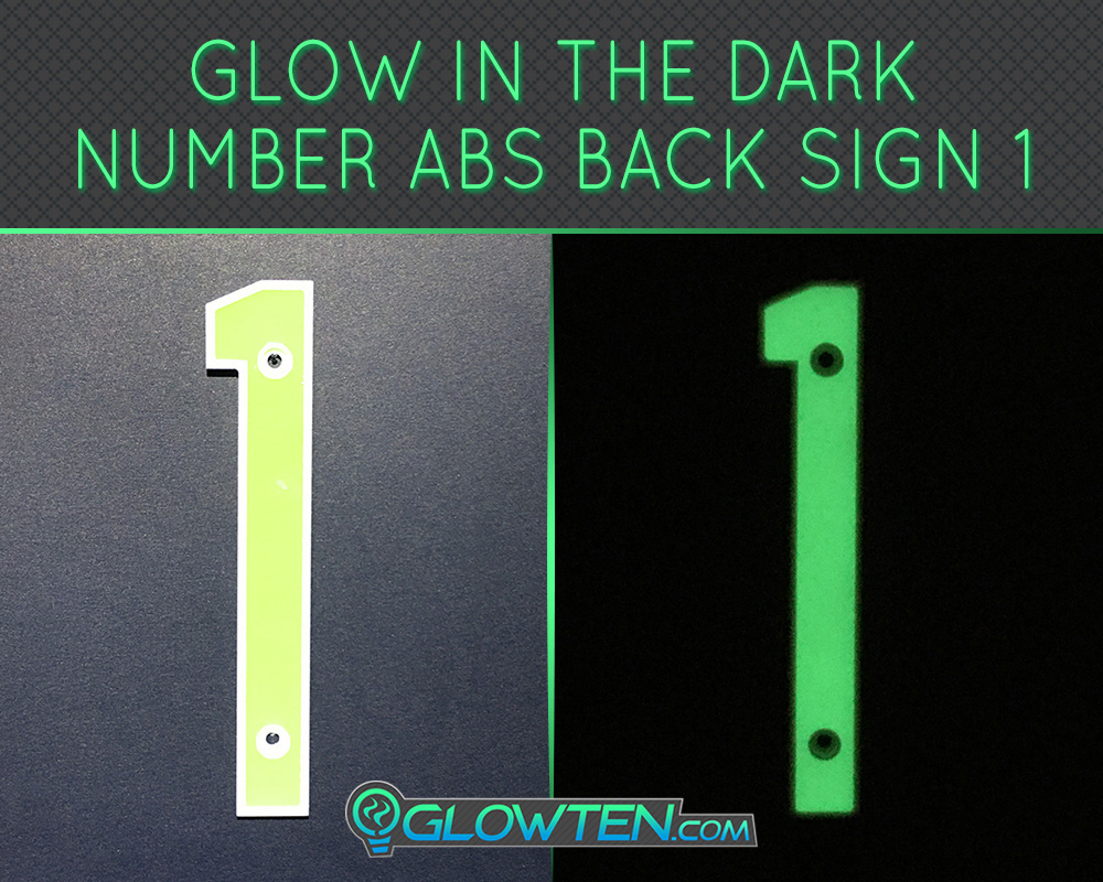 GLOWTEN.com - Glow in the dark Photo luminescent house Number One 1 day and night front view