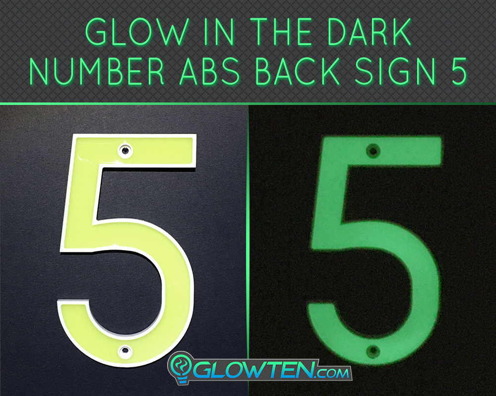 GLOWTEN.com - Glow in the dark house address signs Housewarming gift street Photo luminescent house Number Five 5 day and night front view