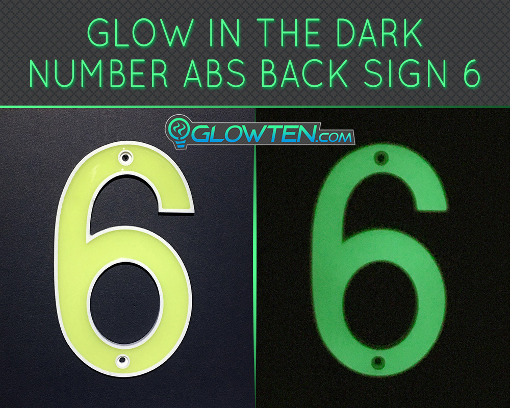 GLOWTEN.com - Glow in the dark house signs Photo luminescent house Number Six 6 day and night front view