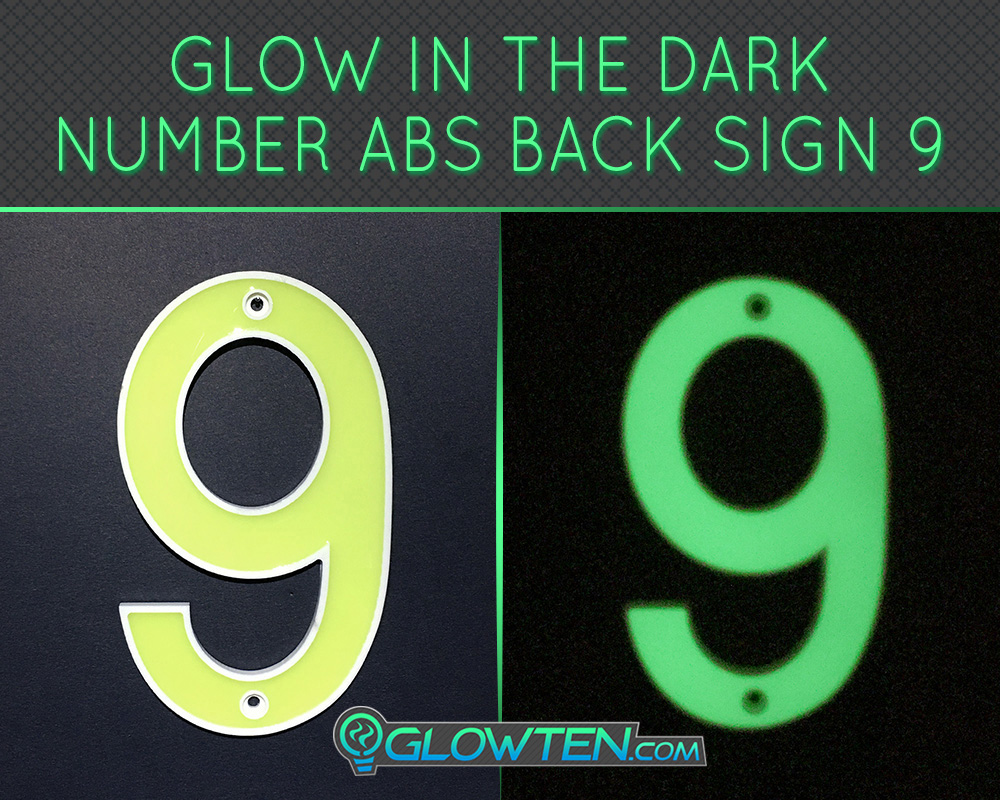 GLOWTEN.com - Glow in the dark house signs Housewarming gift Photo luminescent house Number Nine 9 day and night front view