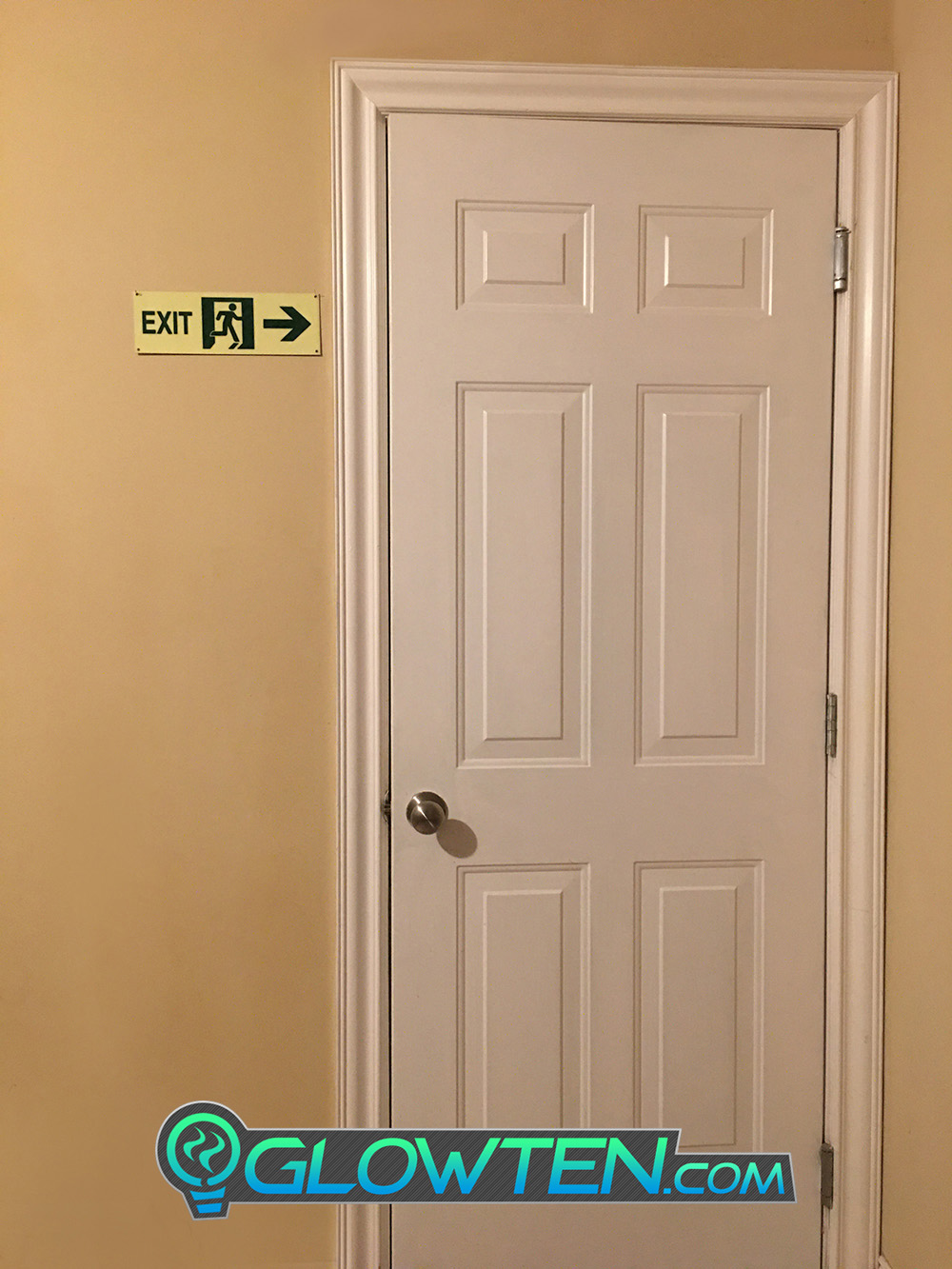 GLOWTEN.com - Glow in the Dark FIRE EXIT ESCAPE SIGN Right Arrow Eco Friendly Photoluminescent Material Green escape route safety sign picture photo cap preview pic image search 5