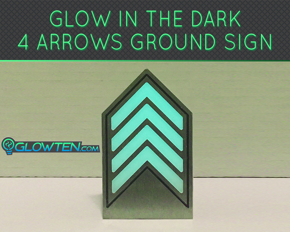 GLOWTEN.com - Glow in the Dark Ground FOUR ARROWS Directional Emergency Guide Sign Army Badge Stainless Steel Plate Compliance 4 Floor Arrows Glow In The Dark Plate Signage picture photo cap preview pic image search 1
