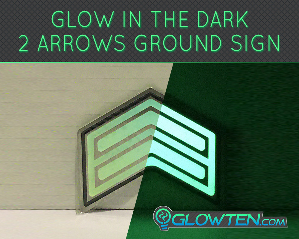 GLOWTEN.com - DOUBLE ARROWS Glow in the Dark Stairs Guide Directional Safety See Clearly At Night Metal Badge Sign low-light glow emitting picture photo cap preview pic 5