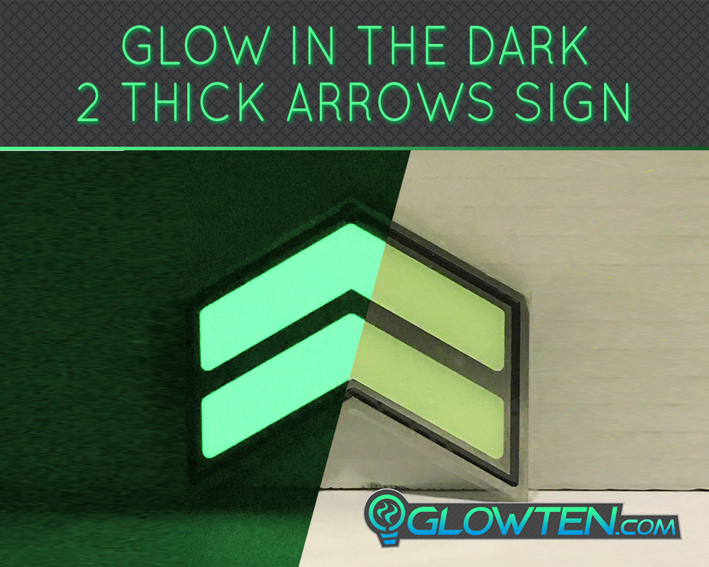 GLOWTEN.com - Merchandise Shopping Decals Logos Glow in the Dark Stairs Direction Guide Sign TWO ARROWS Pointer Photoluminescent Stainless Steel Green Glow picture photo cap preview pic 7