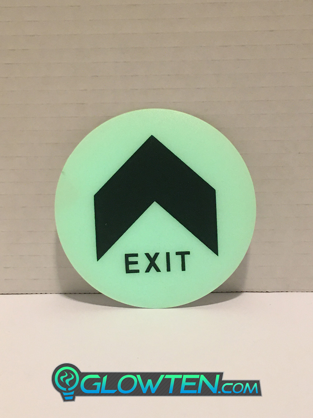 GLOWTEN.com - Glow In The Dark Sign Glows Green Brightly And Is Extremely Visible In Total Darkness Large Arrow Fire Exit Sign Emergency Glow In The Dark Eco Friendly Photoluminescent Pigment Pvc Plastic With Adhesive picture photo cap preview pic image search 1