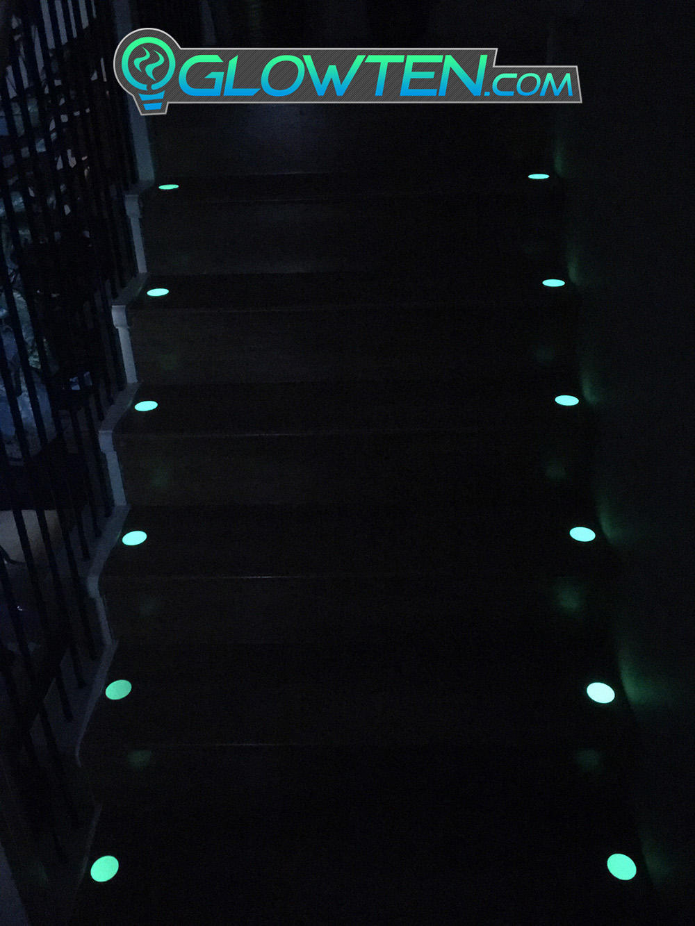 GLOWTEN.com - CIRCLE PLAQUE Glow in the Dark Stairs Guide Sign Round Eco Friendly Photoluminescent Material Aluminum Body Decor Seeing Assistance Impaired pic 5 picture photo cap preview pic 5