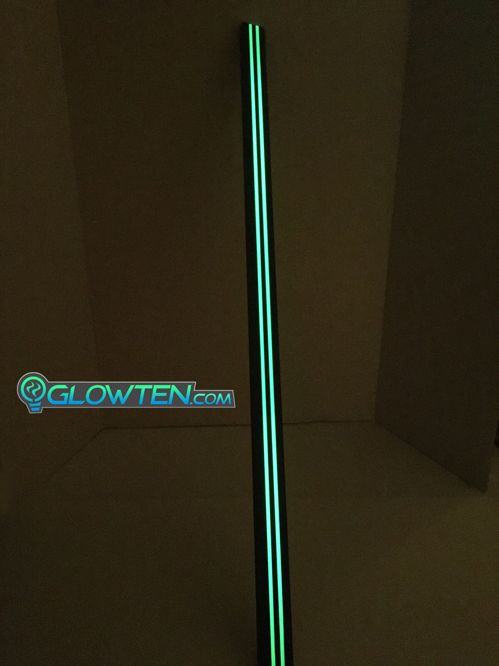 GLOWTEN.com - BLACK METAL ANTI-SLIP STAIRS TREAD 2-BANDS NOSING GLOW IN THE DARK LUMINOUS SAFETY STRIP NON-SKID SEE BETTER AT NIGHT PREVENT FALLING GRIP STRENGTH FOR MINIMUM 31.5