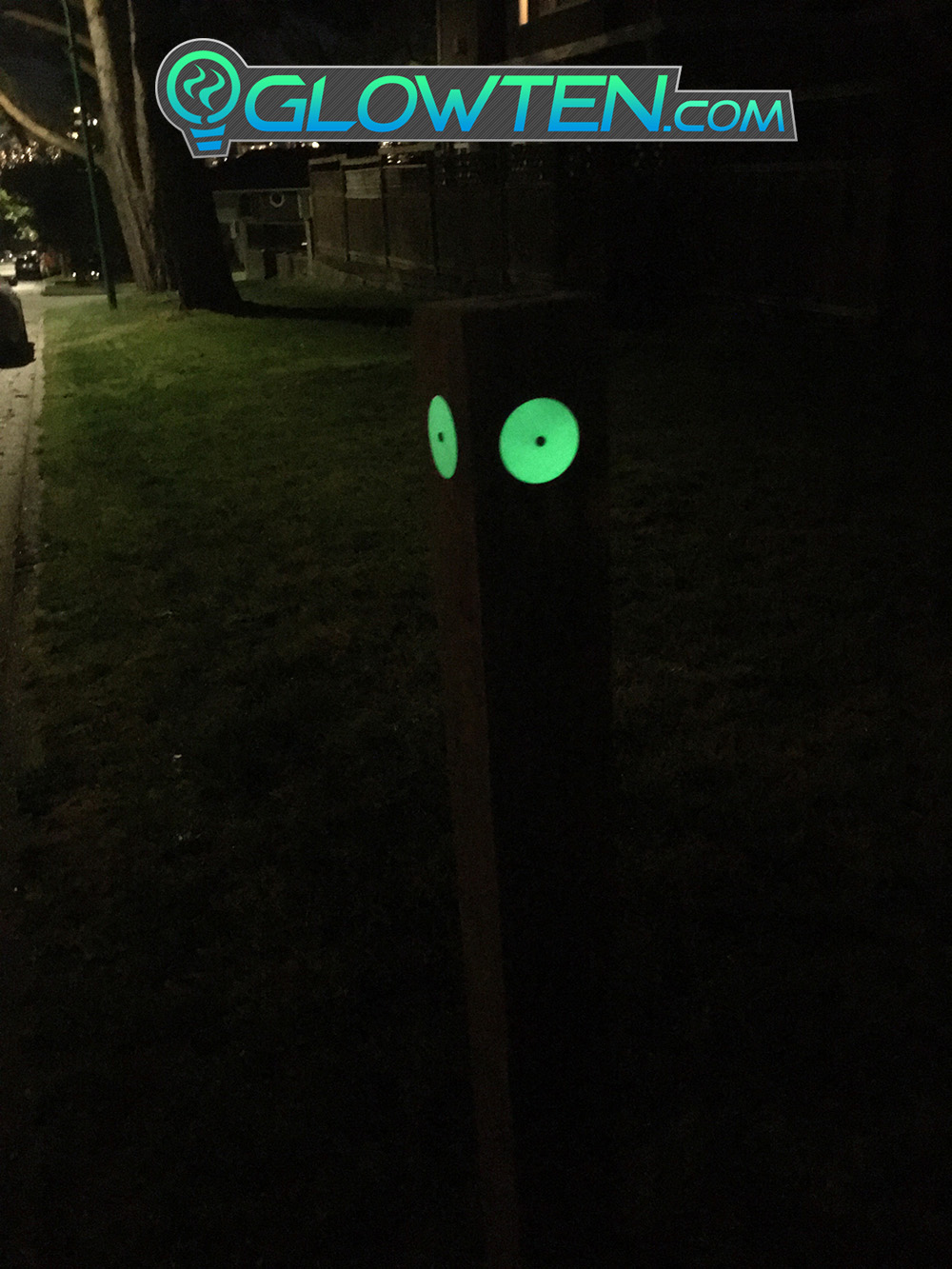 GLOWTEN.com - Emitting Green Glow Photo Luminescent Vinyl Round Point Circle Glow In The Dark Sign Light Guide Eco Friendly Traffic Marker Photoluminescent Aluminum Body Material, Any Poles picture photo cap preview pic image search 4
