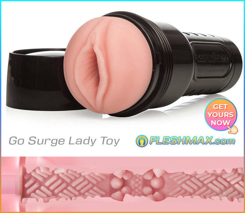 FLESHMAX.com - Go Surge Lady Vagina Pussy Lookalike Fap Stroker Helper Sextoy fast quick lite and compact sex toy for guys training don't cum too fast get yours now, front and inside view showing texture walls for your dick