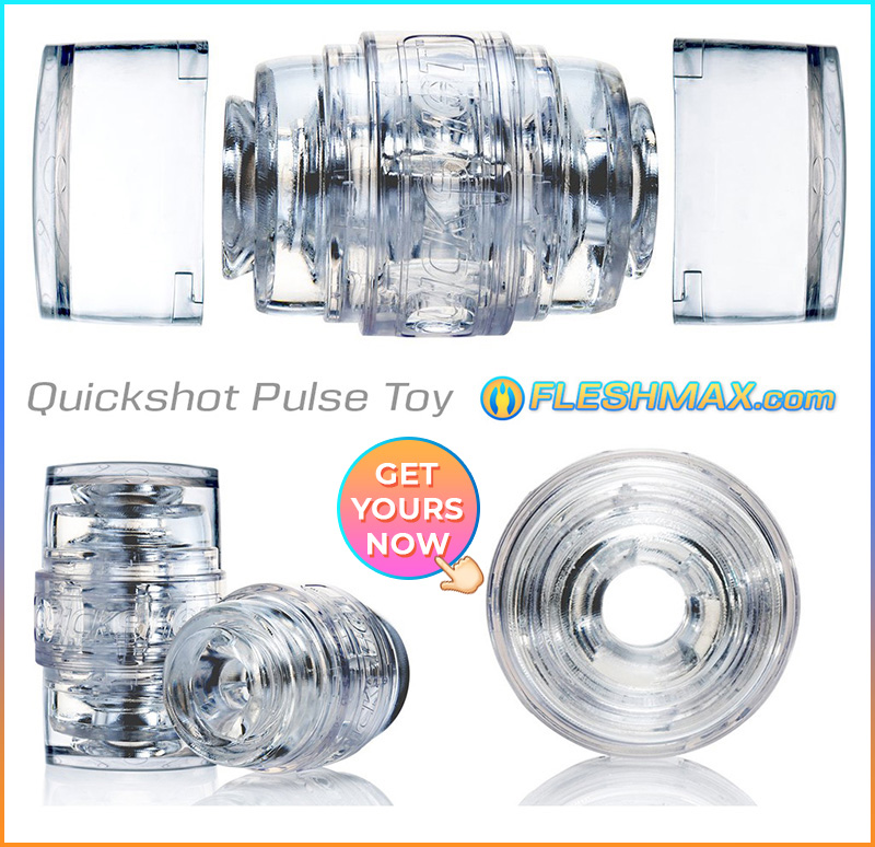 FLESHMAX.com - Quick Shot Pulse Fap Masturbator Seethrough Clear Stroker Dick Orgasm Toy shopping channel sextoys review store,best hands free male stroker,best hands free masterbator,hands free fleshlight