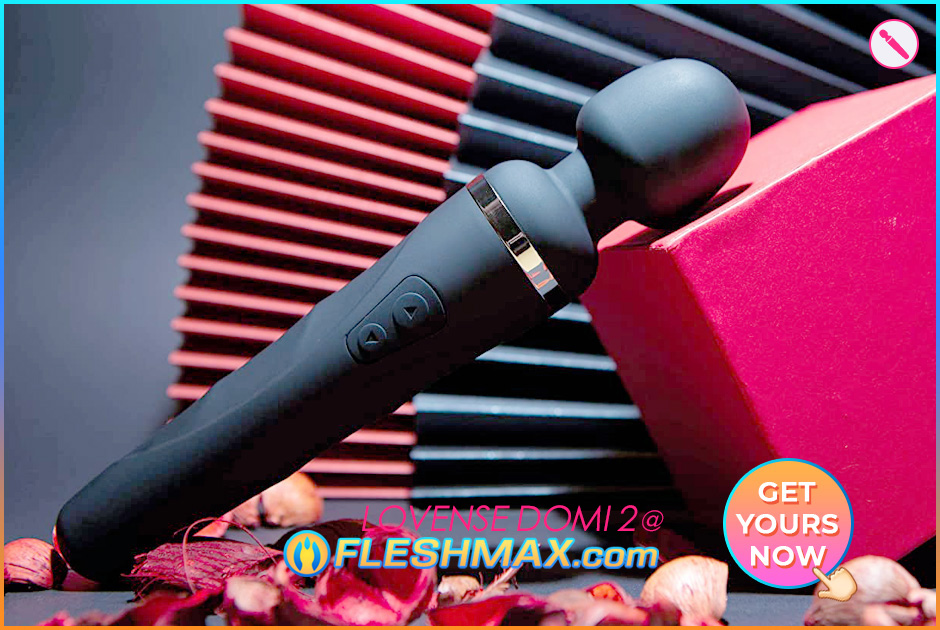 FLESHMAX.com - Lovense Domi 2 Wonder Wand next to red box amazon shopping sextoys store Style Interactive Sex Cam Ready Bluetooth N Wifi App Powered Dual Head Motors Control Masturbator For Women Love Sex Toy Remote Ez Vibrator model webcam long distance relationship toys wearable vibrating sex toy teledildonics lovense reviews buying guide interactive sex toys app controlled sex toys image search pic picture photo jpg 5