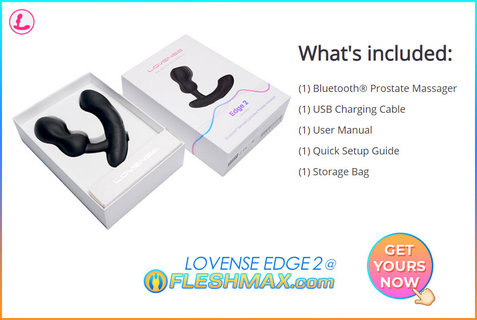 FLESHMAX.com - Lovense Edge 2 Prostate P-Spot Massager Sissy Training Sex Toy Motor Head Stimulation Wireless App Control Vibe Patterns How Fast Can You Shake Hands Free Orgasm Dry-O Wet-o Sissygasm perenuem shaking feel the clench pinging prostate Butt Toy what's included bluetooth Lovense Edge 2 Prostate massager usb charging cable user manual quick setup guide storage bag image search pic picture photo jpg 4