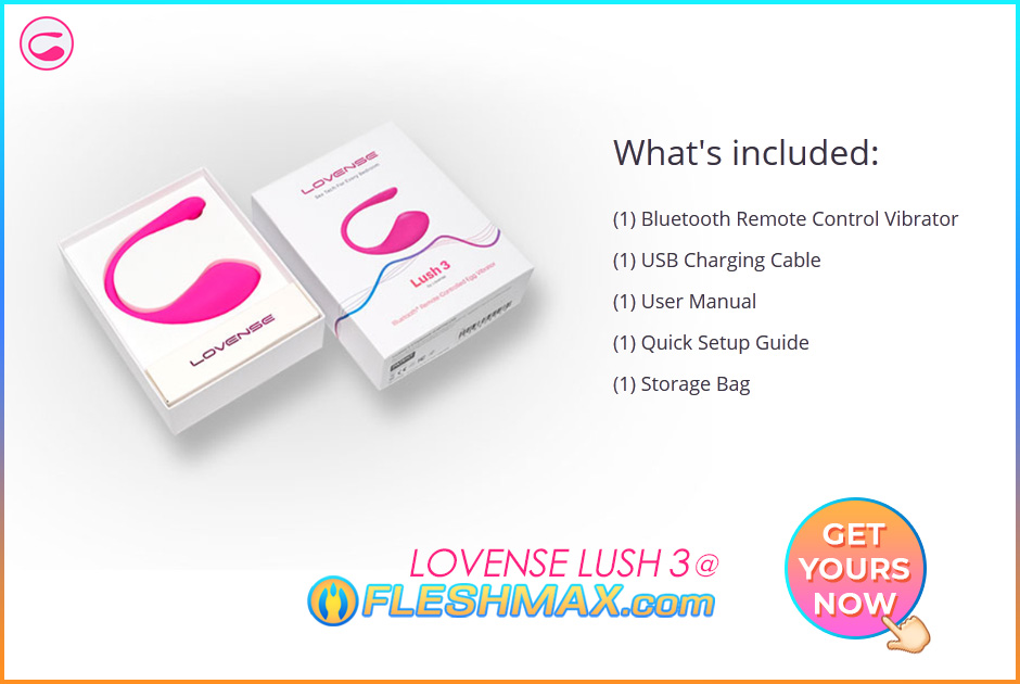 FLESHMAX.com Lovense Lush 3 Brand New 2021 Update More Curvy Body And Stronger Vibration With Magnetic Charging Port Upgrade Bluetooth Bulb Same But Better Sex Toy Can You Hold The Moan FLESHMAX.com Cam Ready what's included bluetooth remote control vibrator usb charging cable user manual quick setup guide storage bag box next to lovense lush 3 box shopping get yours at FLESHMAX.com