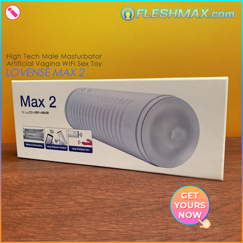 FLESHMAX.com - Lovense Max 2 shop at FLESHMAX.com full front view brand new in box stick your dick inside High Tech Male Masturbator with built-in strong vibrator Artificial Vagina WIFI Sex Toy store gives you orgasm on demand along with Lovense Remote App picture  photo pic jpg image search indexing google